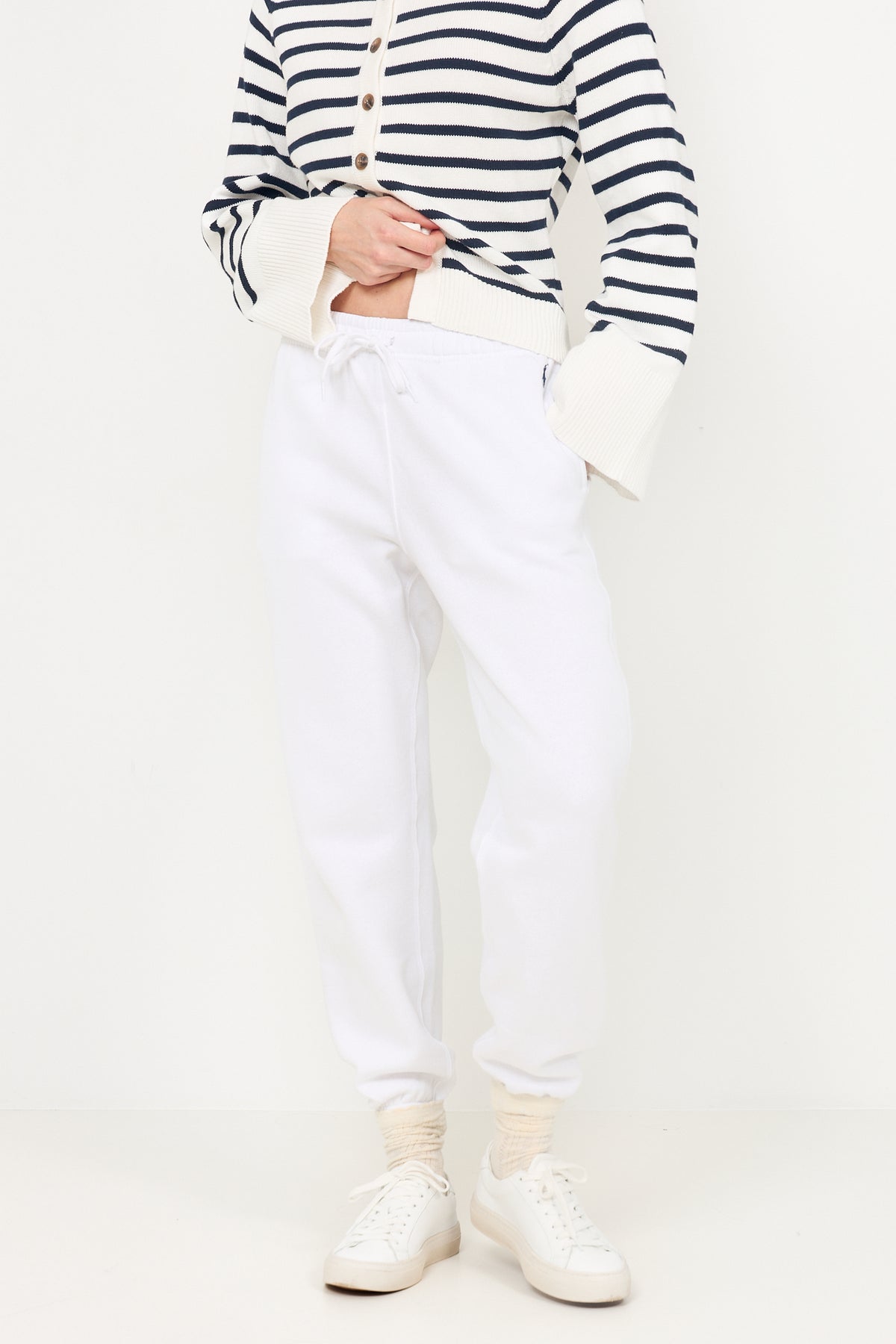 Fleece Drawstring Tracksuit Bottoms - White