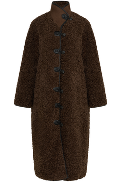 Inger Faux Shearling Coat - Dark Brown