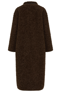 Inger Faux Shearling Coat - Dark Brown