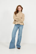 Mai Wool Zip Cardigan - Beige Melange