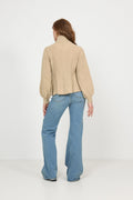 Mai Wool Zip Cardigan - Beige Melange