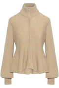 Mai Wool Zip Cardigan - Beige Melange