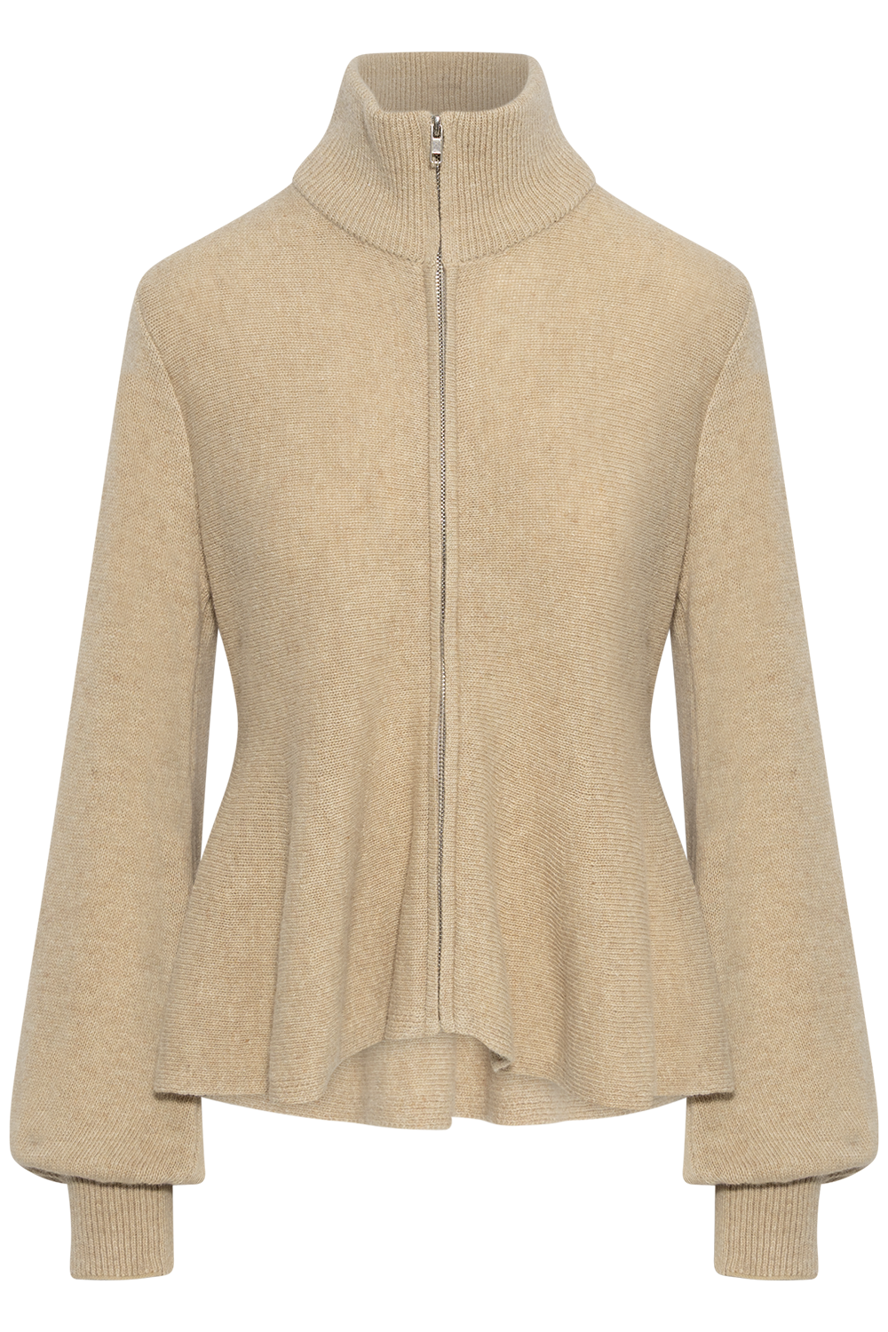 Mai Wool Zip Cardigan - Beige Melange