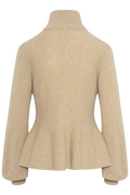 Mai Wool Zip Cardigan - Beige Melange