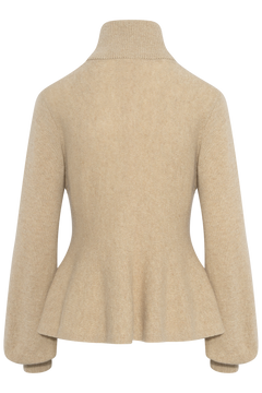 Mai Wool Zip Cardigan - Beige Melange