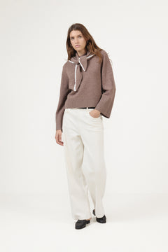 Leonora Wool Scarf Sweater - Brown Melange
