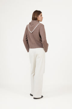 Leonora Wool Scarf Sweater - Brown Melange