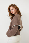 Leonora Wool Scarf Sweater - Brown Melange