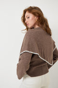 Leonora Wool Scarf Sweater - Brown Melange