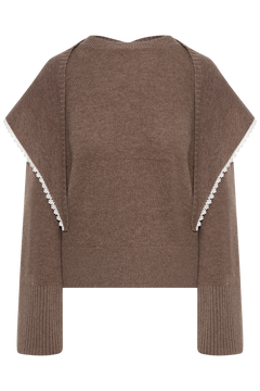 Leonora Wool Scarf Sweater - Brown Melange
