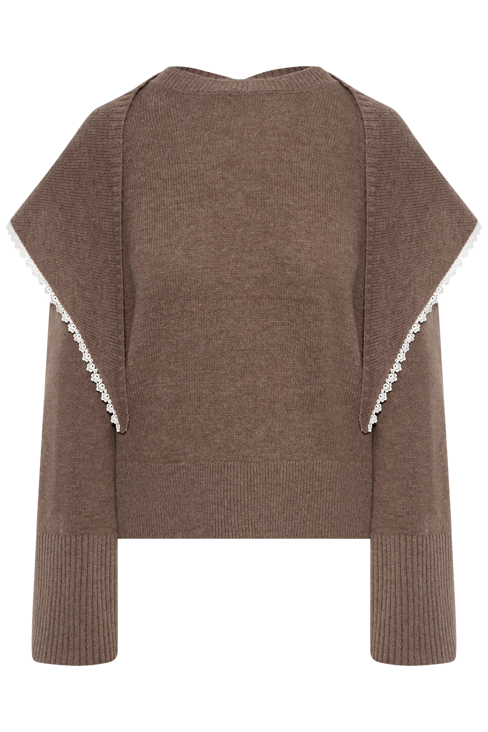 Leonora Wool Scarf Sweater - Brown Melange