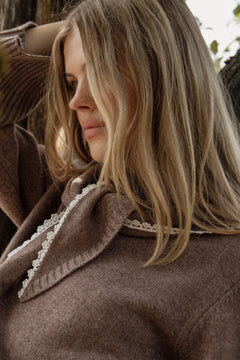 Leonora Wool Scarf Sweater - Brown Melange