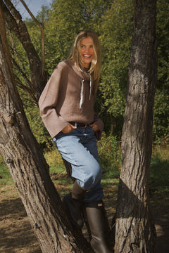Leonora Wool Scarf Sweater - Brown Melange
