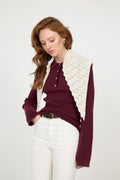 Ane Wool Pointelle Scarf - Creme