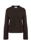 Maria Wool V-Neck Sweater - Dark Brown
