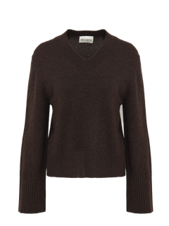 Maria Wool V-Neck Sweater - Dark Brown
