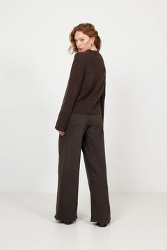 Maria Wool V-Neck Sweater - Dark Brown