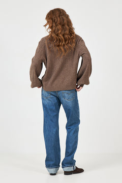 Tilla Wool Cable Knit - Brown Melange