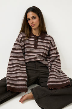 Olivia Wool Polo - Brown Mix