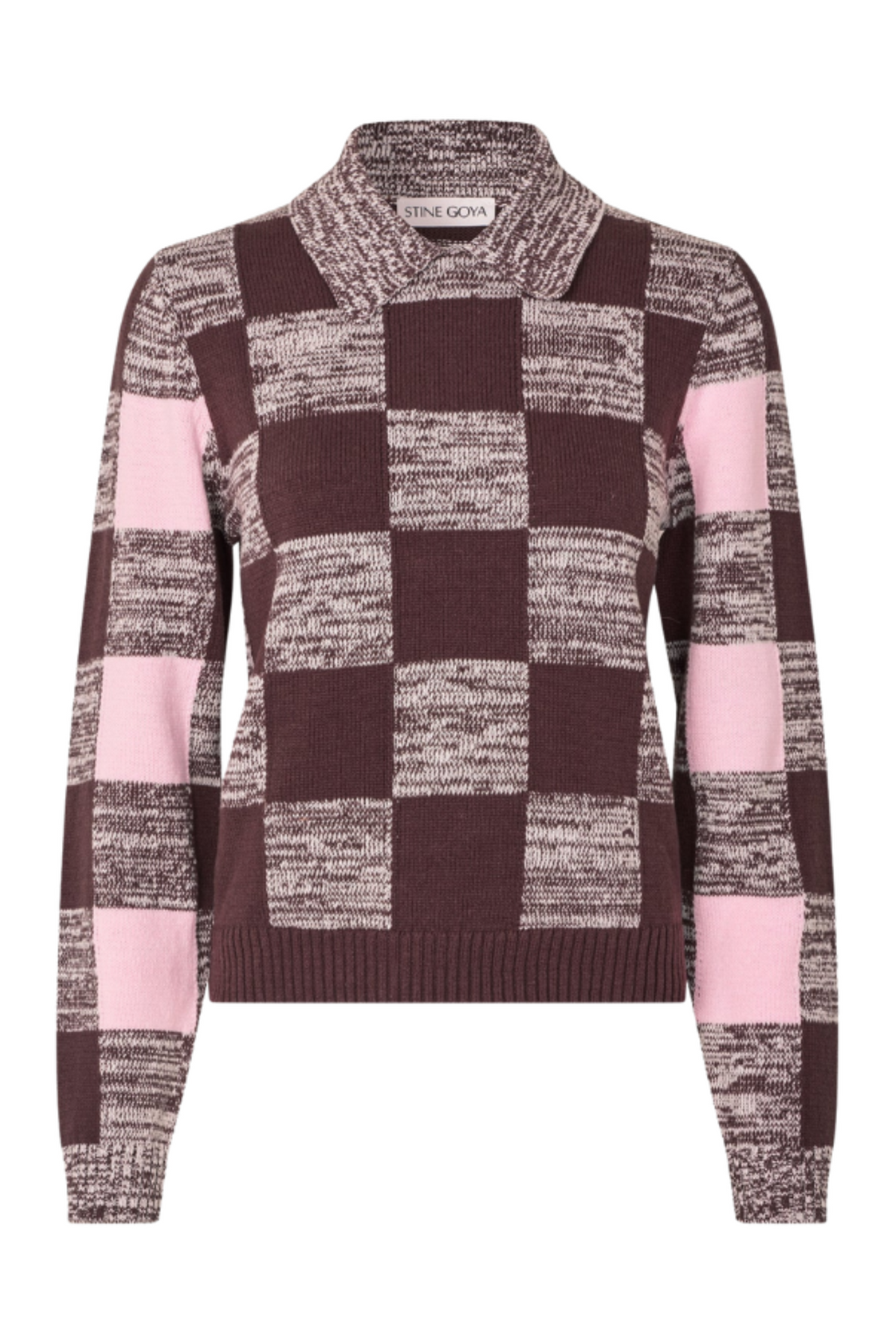 Mix Stripe Polo Collar Sweater - Multichecks Mix