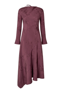 Long Sleeve Scoop Back Dress - Bordeaux