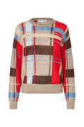 Long Sleeve Crewneck Knit - Scarlet Grid