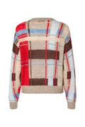 Long Sleeve Crewneck Knit - Scarlet Grid
