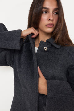Elastic Waist Raglan Long Coat - Graphite