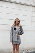 Lea Herringbone Mini Skirt - Light Grey