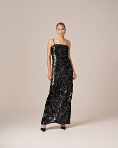 Sequins Strap Dress - Black