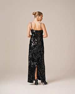 Sequins Strap Dress - Black