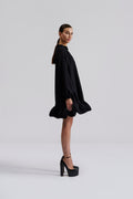 Alva Frill Detailed Mini Dress - Black