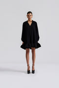 Alva Frill Detailed Mini Dress - Black