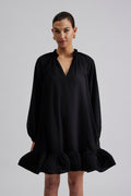 Alva Frill Detailed Mini Dress - Black