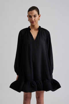 Alva Frill Detailed Mini Dress - Black