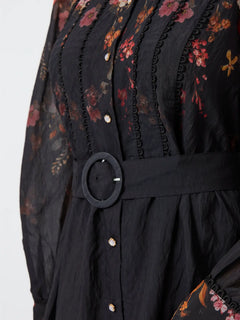 Yasromantica Ls Long Dress - Show - Black Romantica Aop