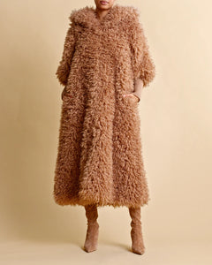 Faux Fur Coat - Camel