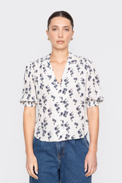 Caria Blouse - Cream Hortensia Print