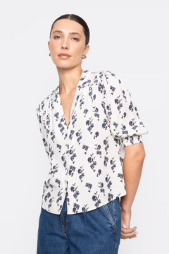 Caria Blouse - Cream Hortensia Print