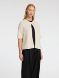 Sia Ras 2/4 Rib Knit Cardigan Noos - Birch Melange