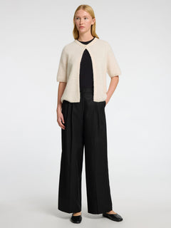 Sia Ras 2/4 Rib Knit Cardigan Noos - Birch Melange