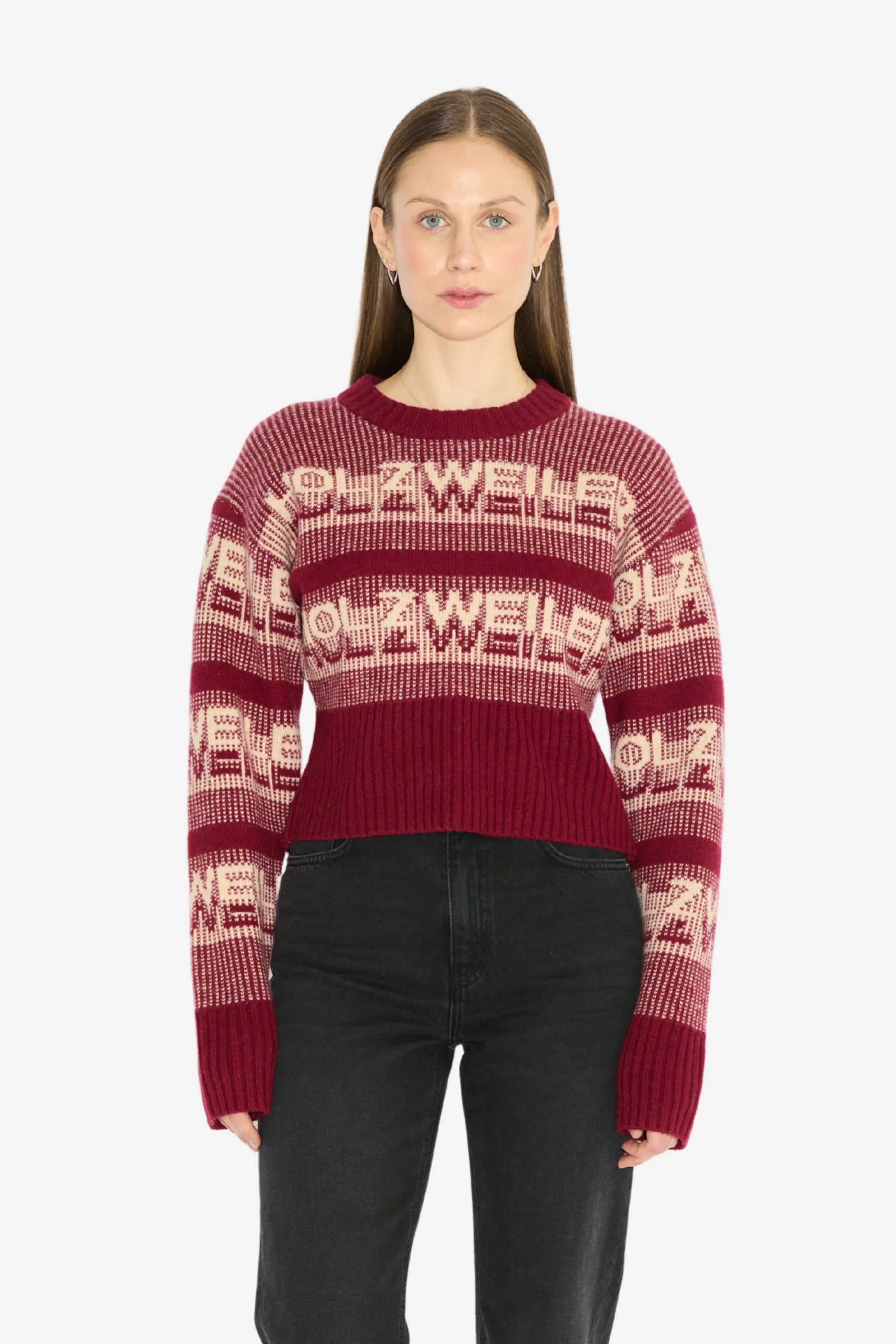 Ski Cropped Crew - Burgundy Mix
