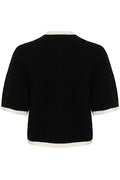 GZalpha Contrast Cardigan - Black/Ivory Comb