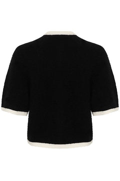 GZalpha Contrast Cardigan - Black/Ivory Comb