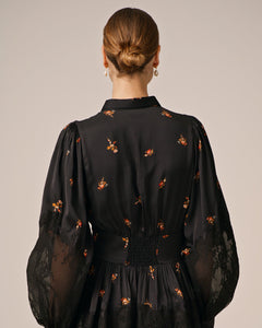 Satin Lace Dress - Petite Flowers