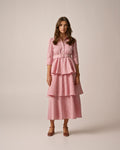 Seersucker Flounce Dress - Pink Checks
