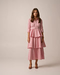 Seersucker Flounce Dress - Pink Checks
