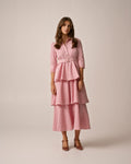 Seersucker Flounce Dress - Pink Checks