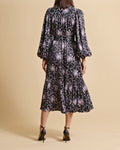 Crépe Satin Midi Dress - Night Flowers