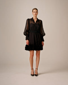 Organza Mini Dress - Black
